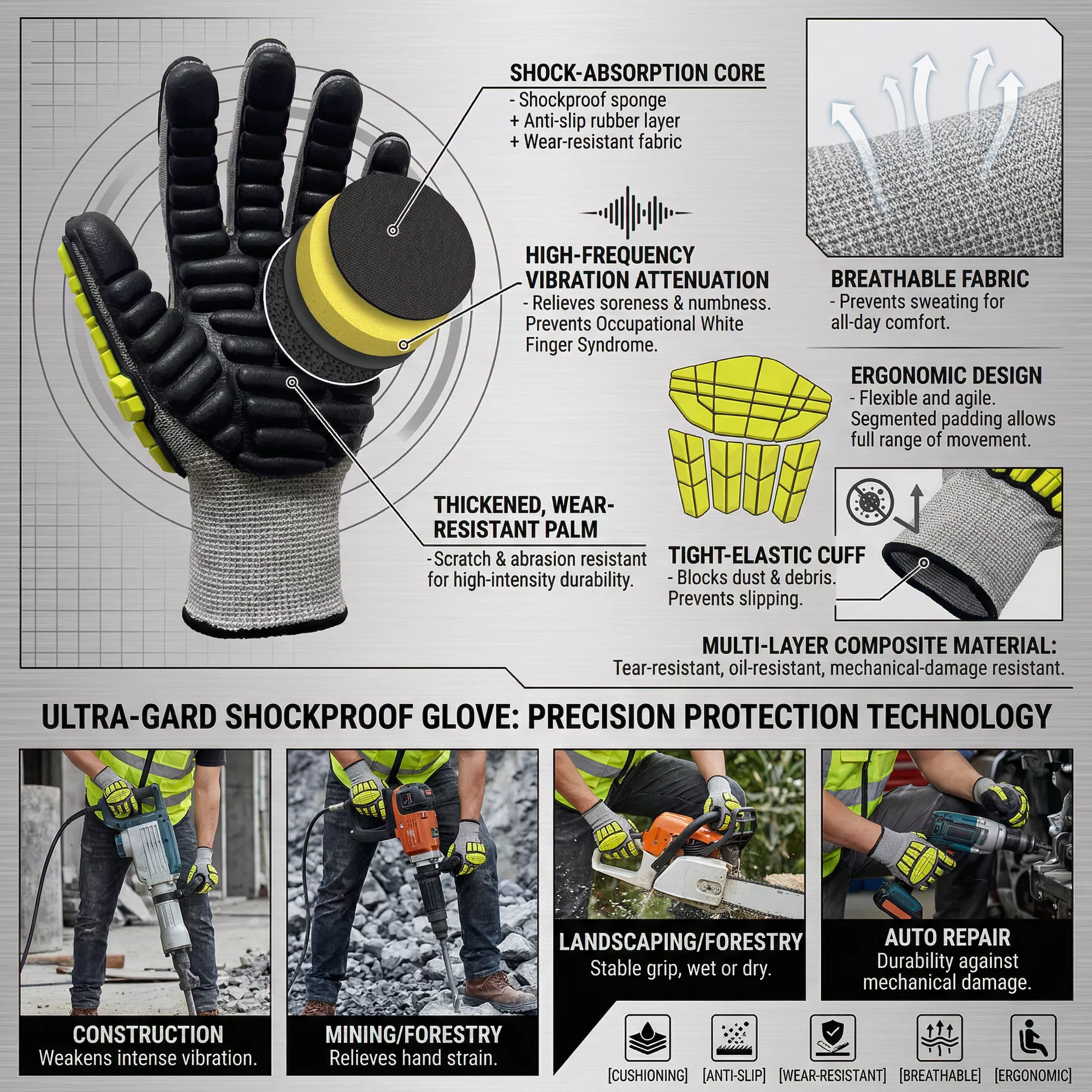 Anti vibration safety gloves