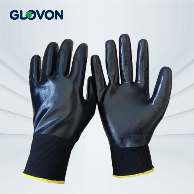 13 gauge liner and full dipping nitrile coated working gloves